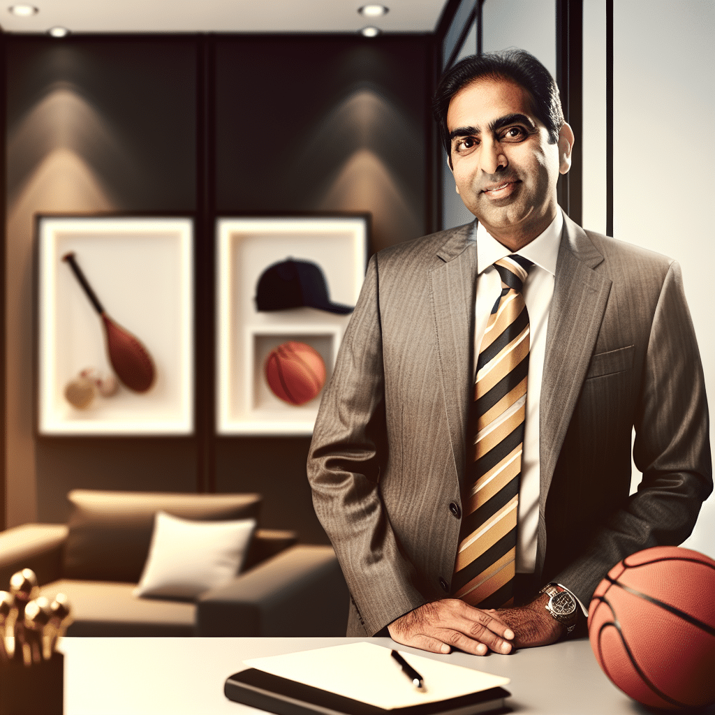 Professional entrepreneur in an office with subtle sports decor representing leadership, education, and community support in Northeast Ohio