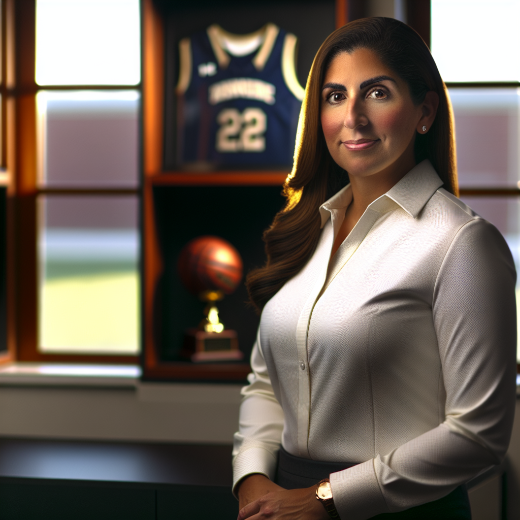 Entrepreneur and community leader in a modern Ohio office with subtle sports memorabilia