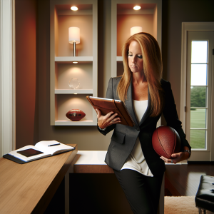 Entrepreneur and community leader in a modern office reflecting sports and education values in Ohio